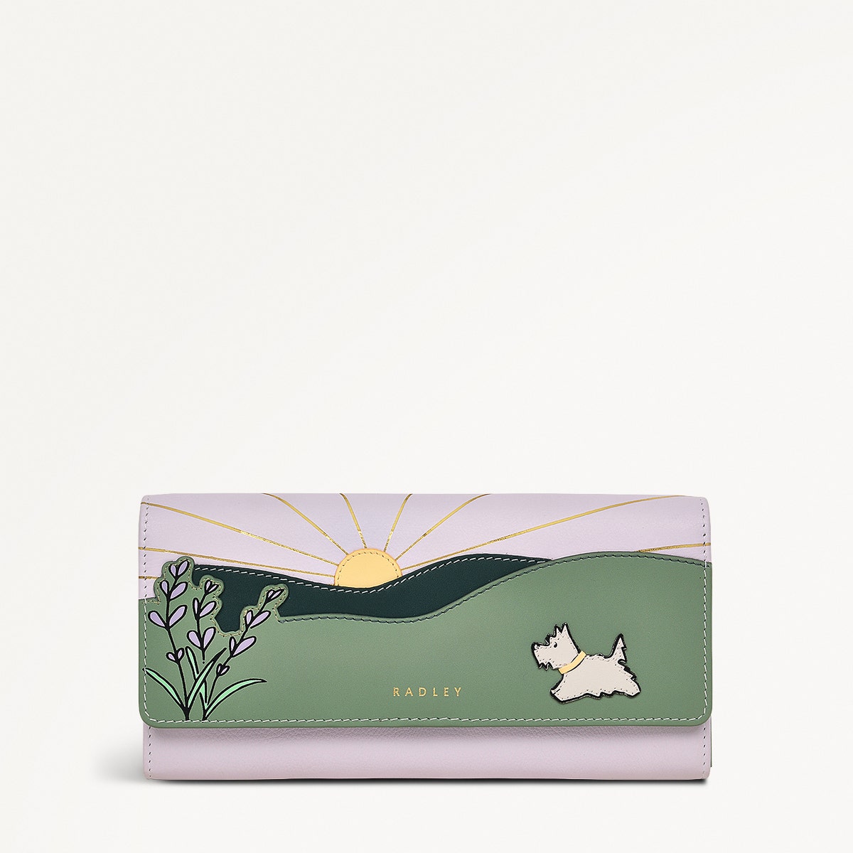 Lavender Fields Leather Large Flapover Wallet in Orchid - 111818