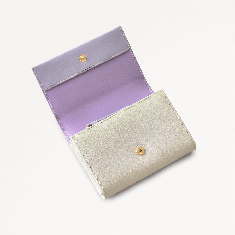 Lavender Fields Leather Medium Flapover Wallet in Chalk - 111819