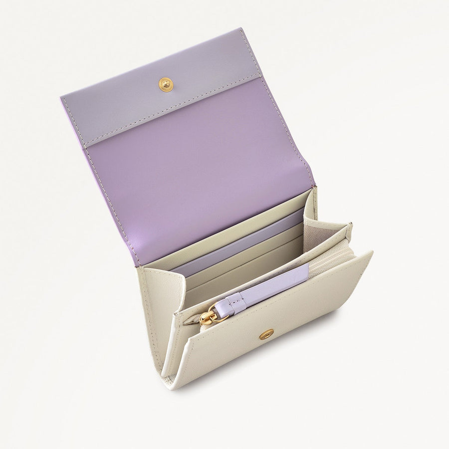 Lavender Fields Leather Medium Flapover Wallet in Chalk - 111819