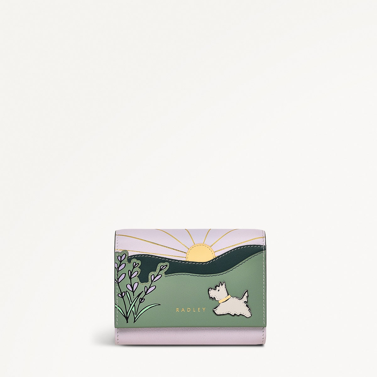 Lavender Fields Leather Medium Flapover Wallet in Orchid - 111820