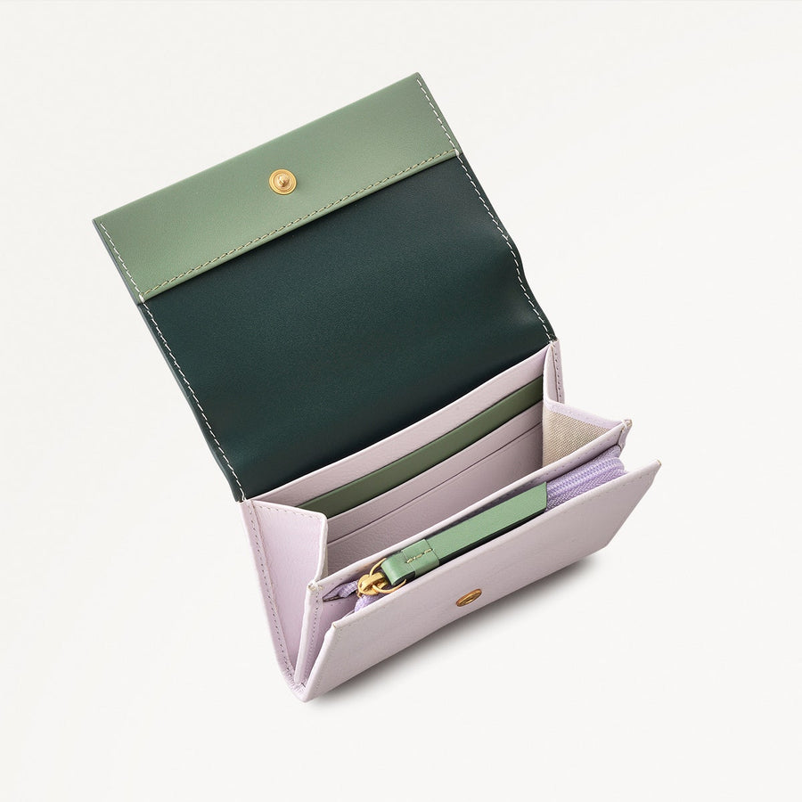 Lavender Fields Leather Medium Flapover Wallet in Orchid - 111820