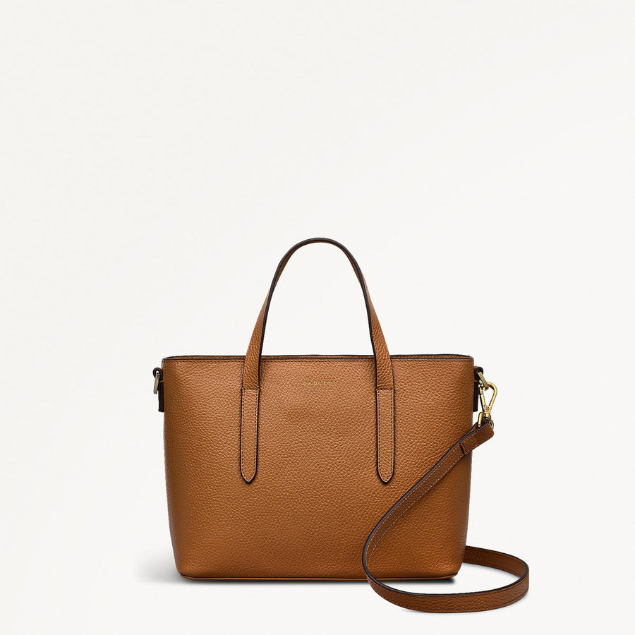 Silk Street Leather Small Open Top Multiway Bag in Caramel - 111825