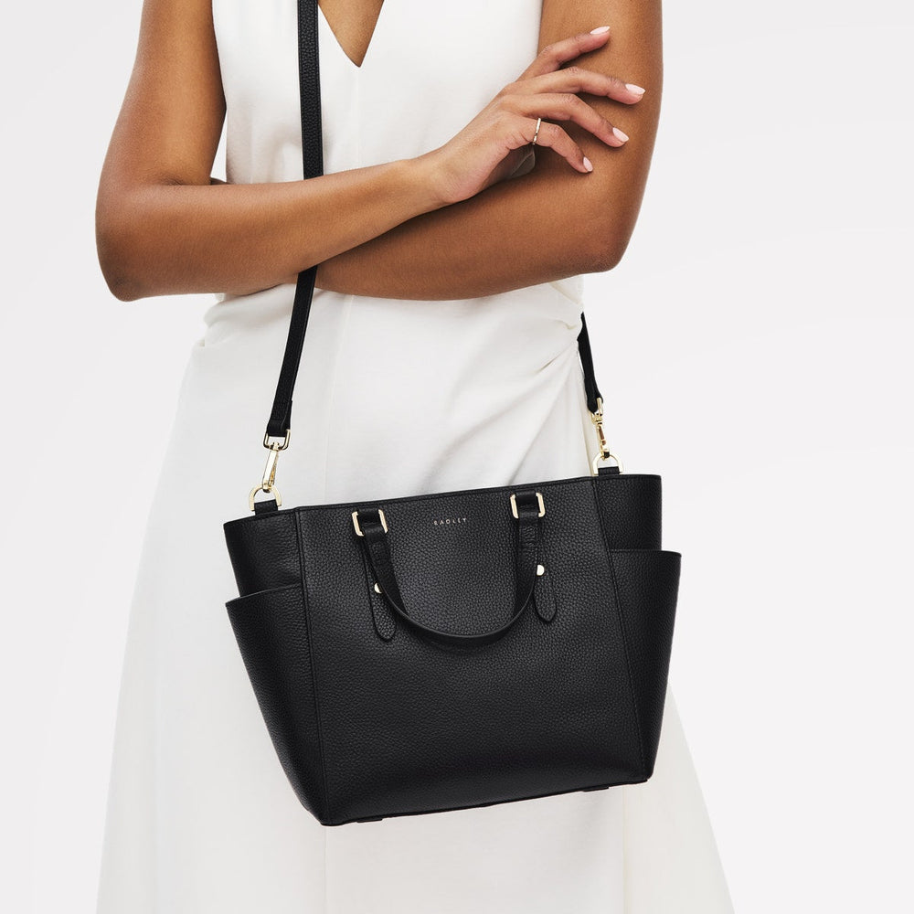 Silk Street Leather Medium Ziptop Multiway Bag in Black - 111826