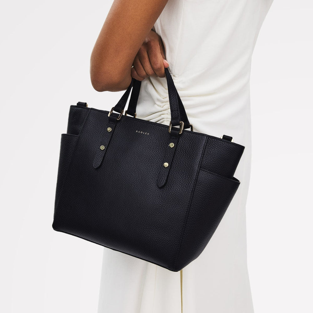 Silk Street Leather Medium Ziptop Multiway Bag in Black - 111826