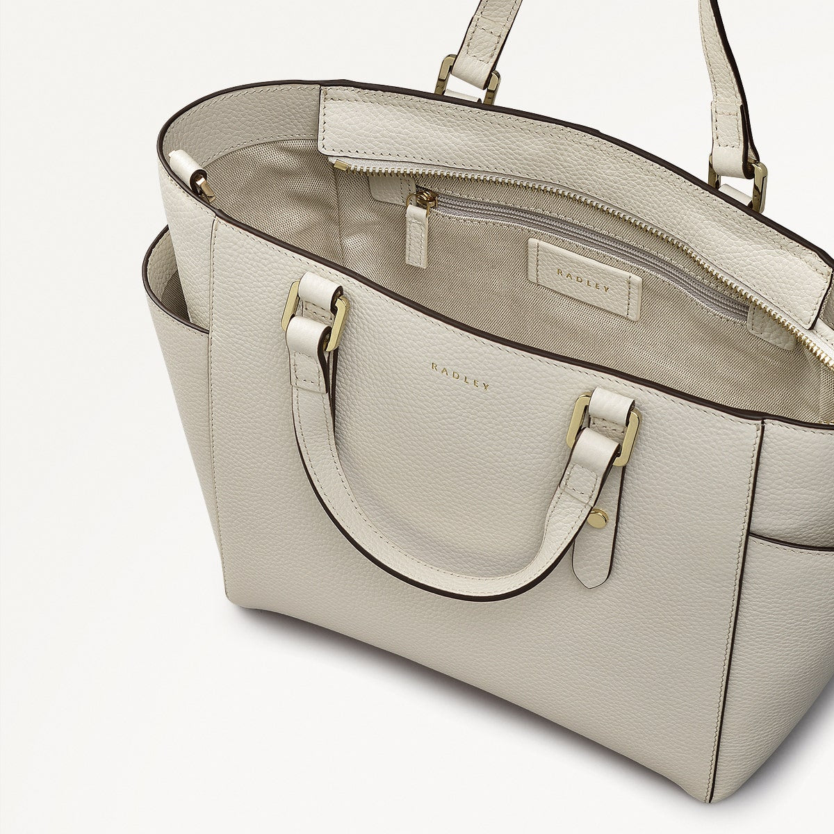 Silk Street Leather Medium Ziptop Multiway Bag in Chalk - 111827