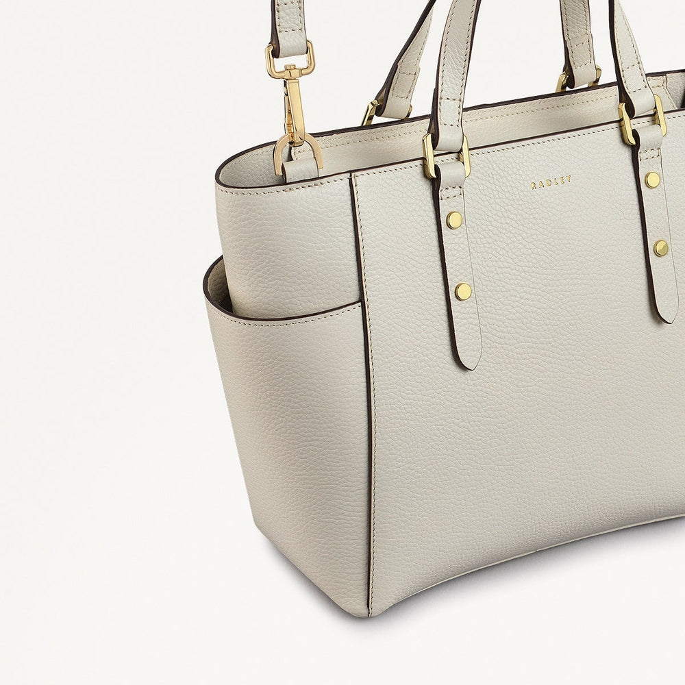 Silk Street Leather Medium Ziptop Multiway Bag in Chalk - 111827