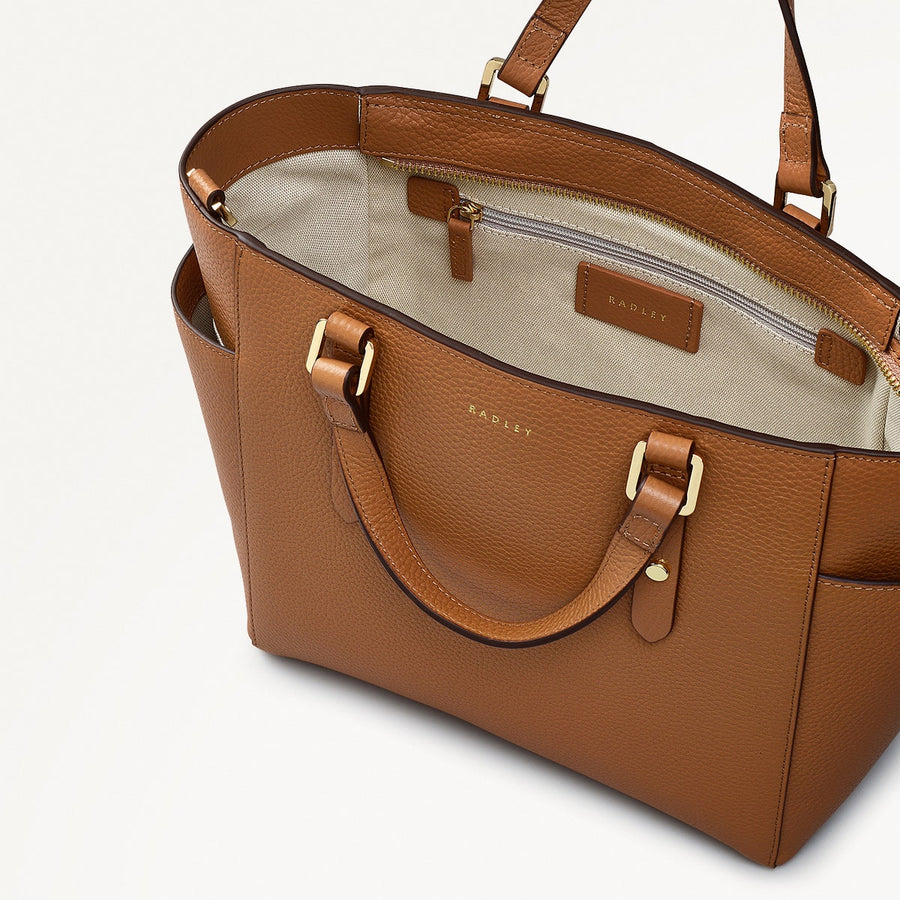 Silk Street Leather Medium Ziptop Multiway Bag in Caramel - 111828