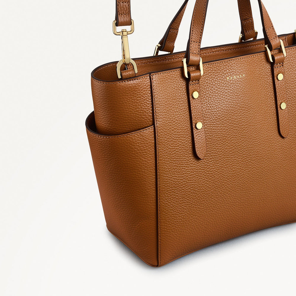 Silk Street Leather Medium Ziptop Multiway Bag in Caramel - 111828