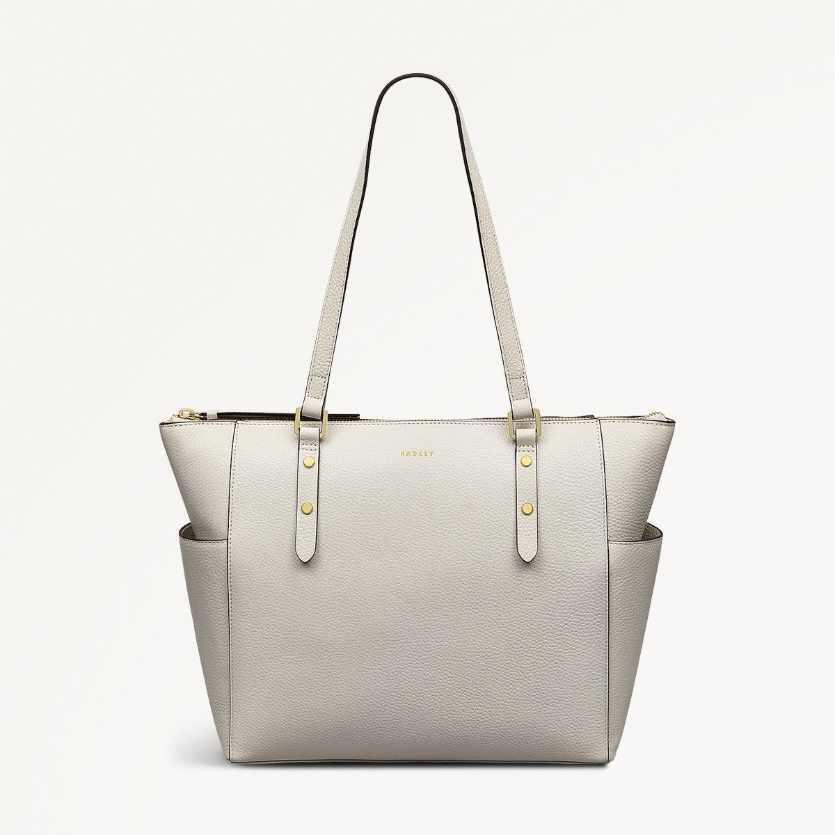 Silk Street Leather Large Ziptop Shoulder Bag in Chalk - 111830