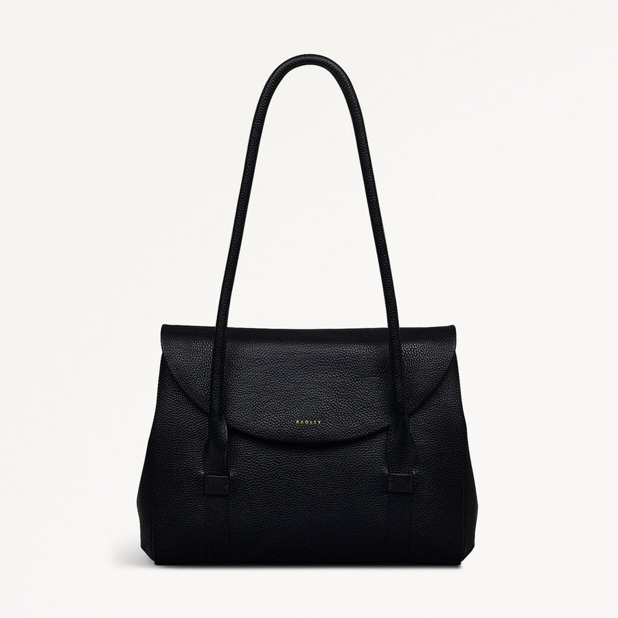 Briar Hill Leather Medium Flapover Shoulder Bag in Black - 111832