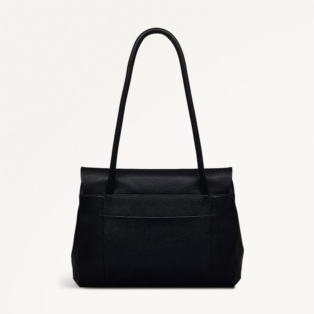 Briar Hill Leather Medium Flapover Shoulder Bag in Black - 111832