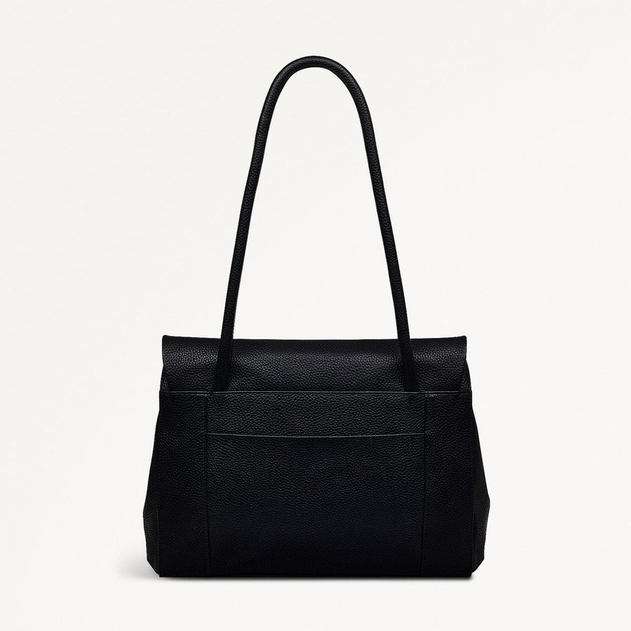 Briar Hill Leather Medium Flapover Shoulder Bag in Black - 111832