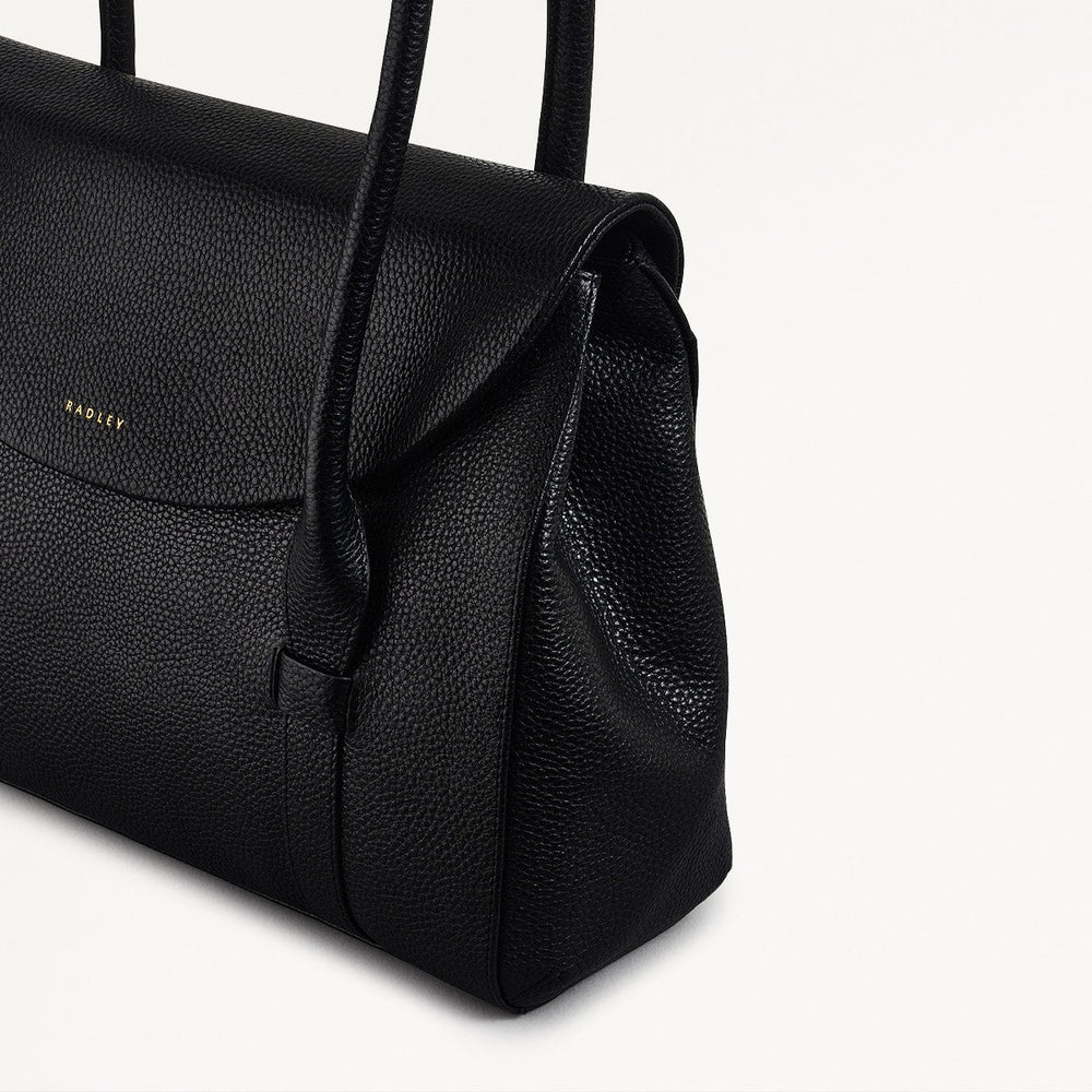 Briar Hill Leather Medium Flapover Shoulder Bag in Black - 111832