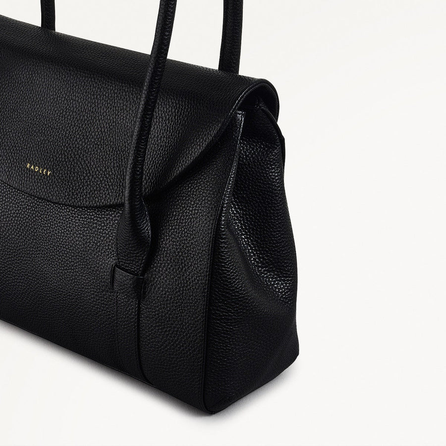 Briar Hill Leather Medium Flapover Shoulder Bag in Black - 111832