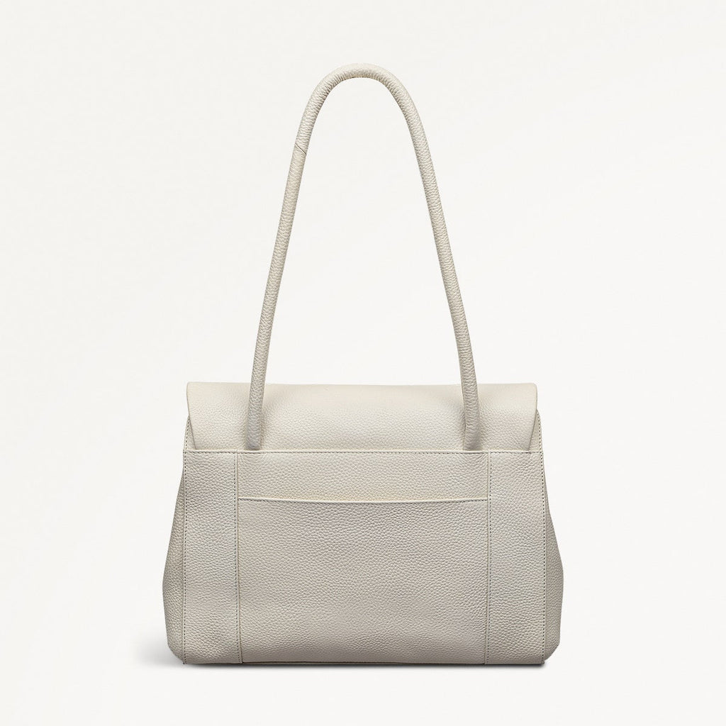 Briar Hill Leather Medium Flapover Shoulder Bag in Chalk - 111833