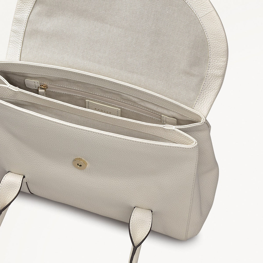 Briar Hill Leather Medium Flapover Shoulder Bag in Chalk - 111833