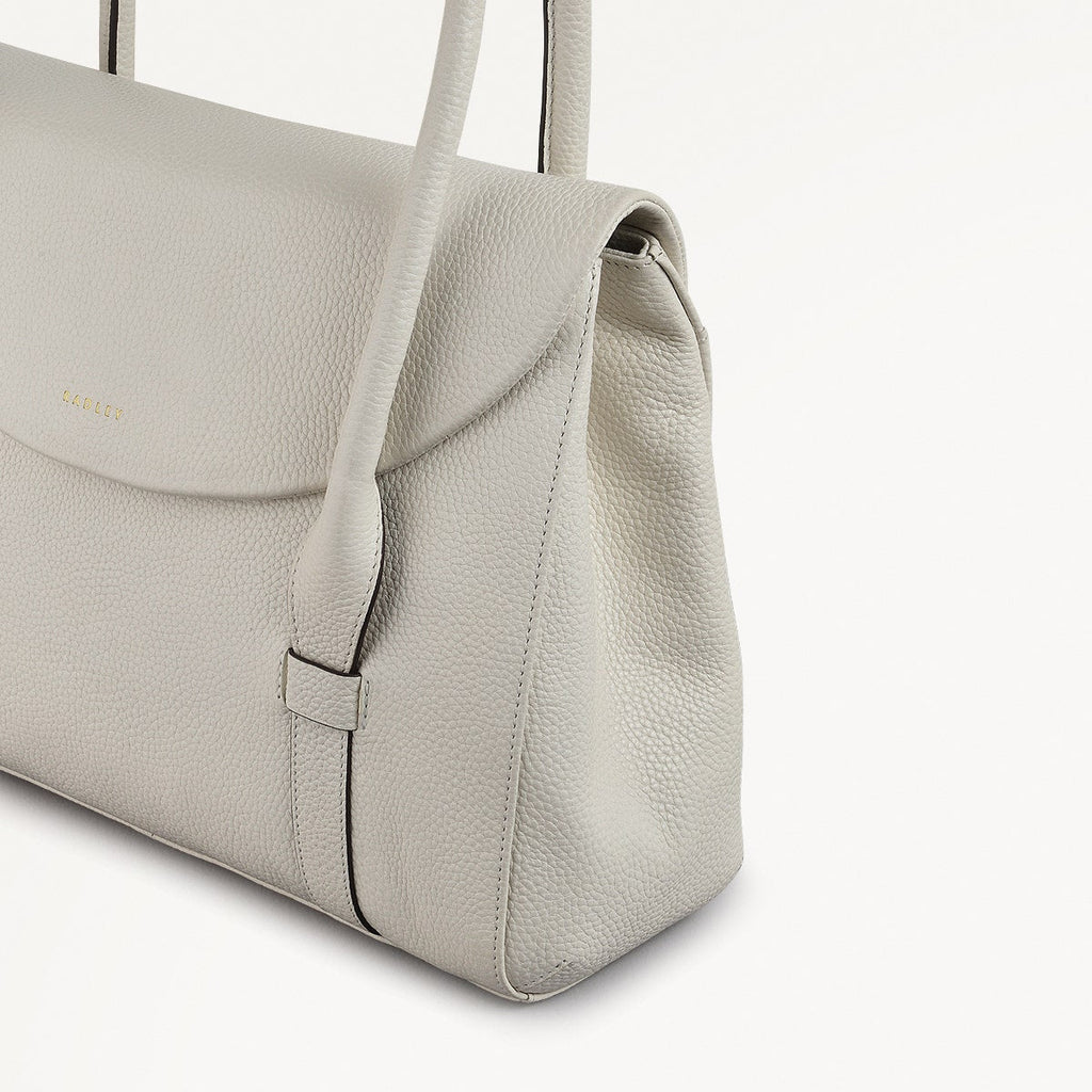 Briar Hill Leather Medium Flapover Shoulder Bag in Chalk - 111833