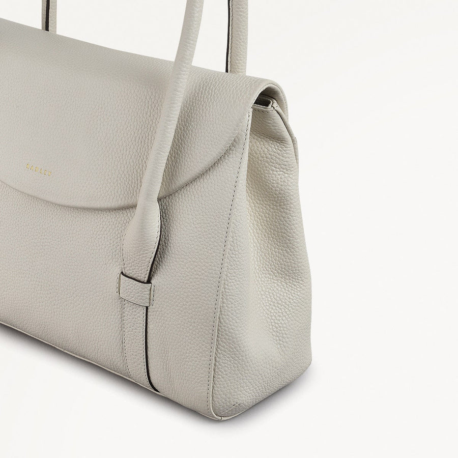 Briar Hill Leather Medium Flapover Shoulder Bag in Chalk - 111833