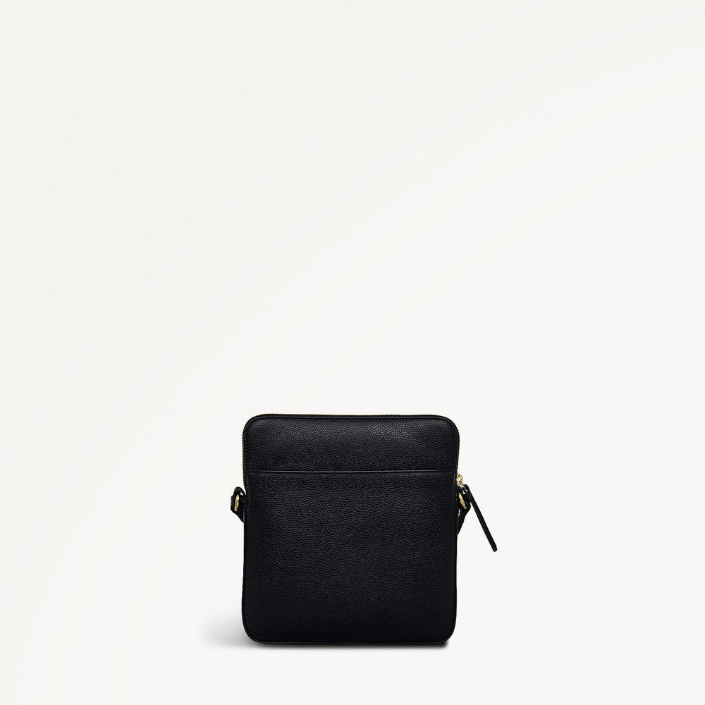 Redford Close Leather Medium Ziptop Cross Body Bag in Black - 111838