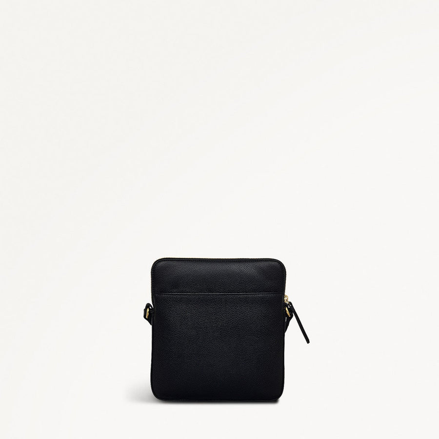 Redford Close Leather Medium Ziptop Cross Body Bag in Black - 111838