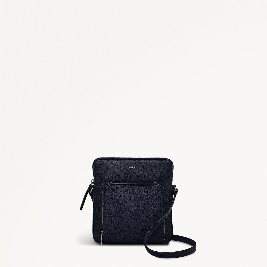 Redford Close Leather Medium Ziptop Cross Body Bag in Ink - 111839
