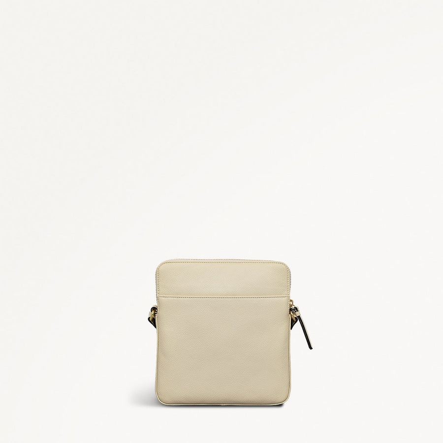 Redford Close Leather Medium Ziptop Cross Body Bag in Chalk - 111840