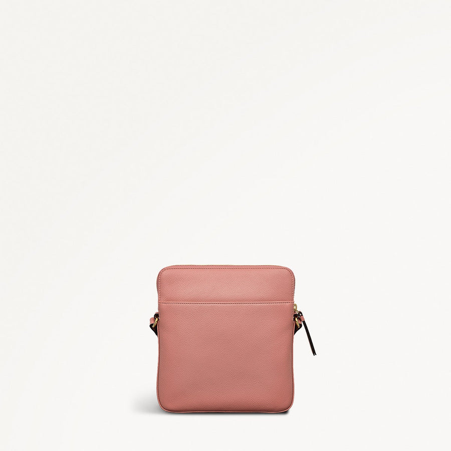 Redford Close Leather Medium Ziptop Cross Body Bag in Sienna Pink - 111841