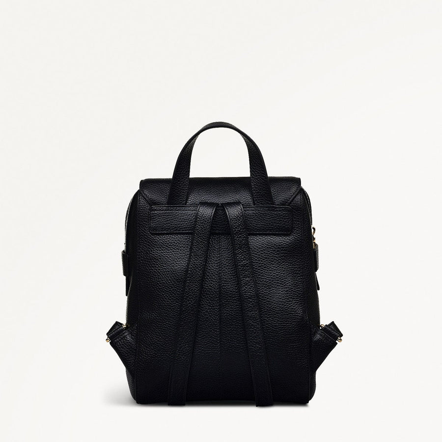 Lorne Close Leather Medium Flapover Backpack in Black - 111842