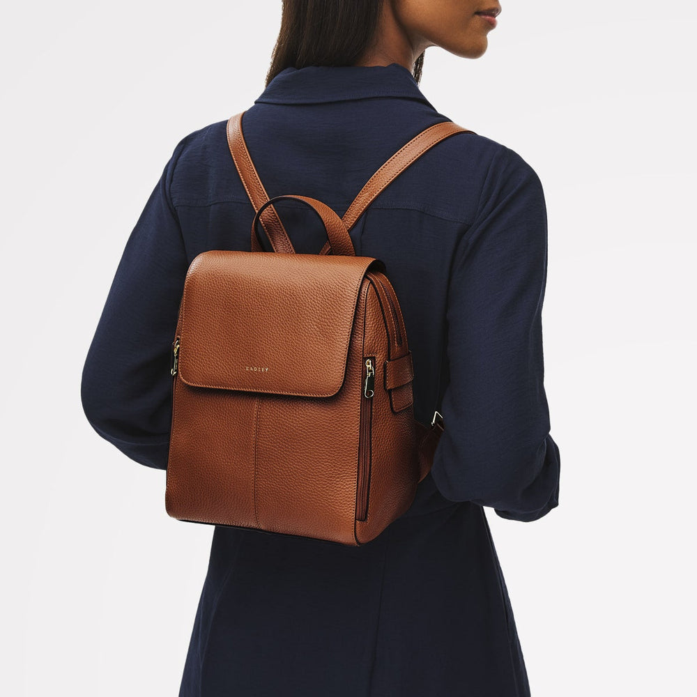 LORNE CLOSE MEDIUM FLAPOVER BACKPACK INDUS TAN