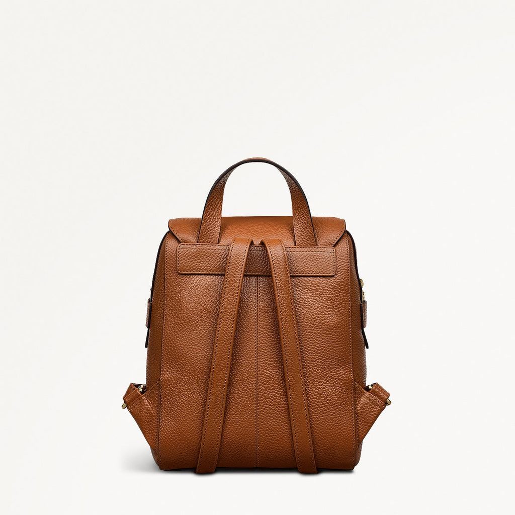 Lorne Close Leather Medium Flapover Backpack in Indus Tan - 111843