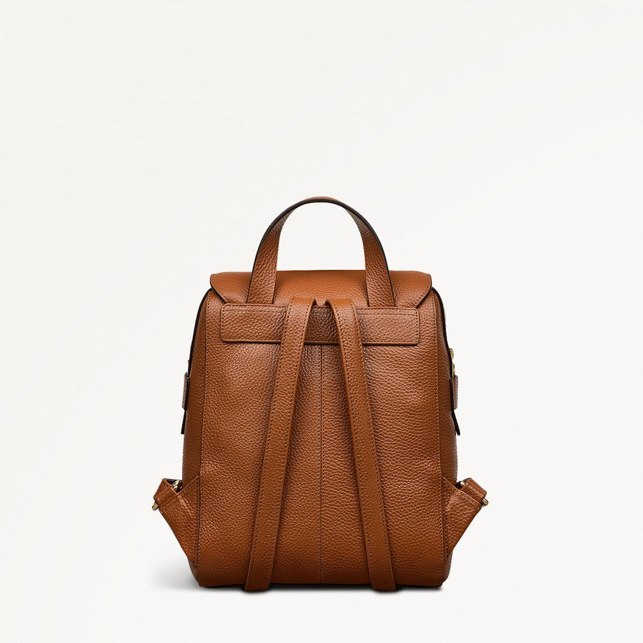 Lorne Close Leather Medium Flapover Backpack in Indus Tan - 111843