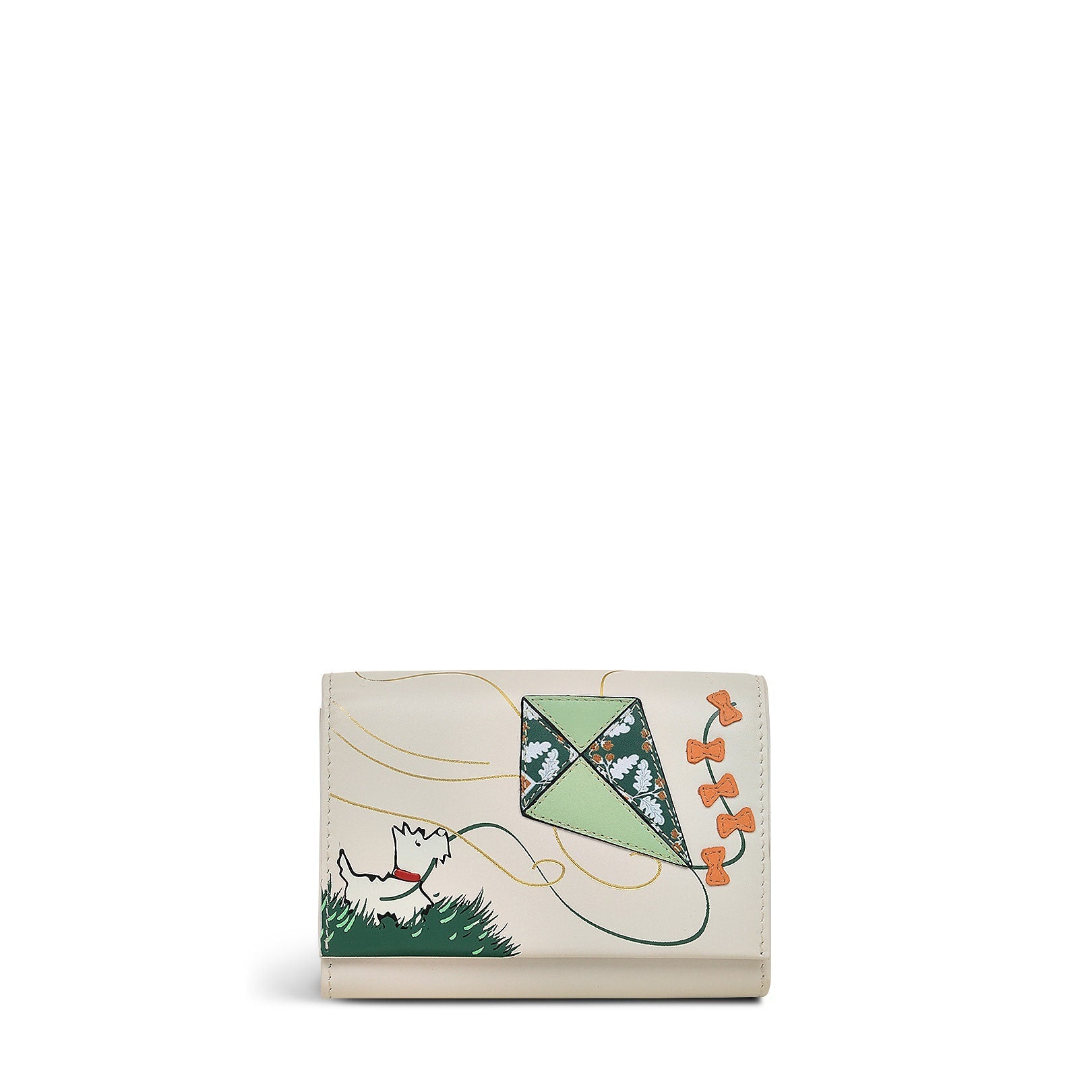 Kite Flying Leather Medium Flapover Wallet in Chalk - 111861