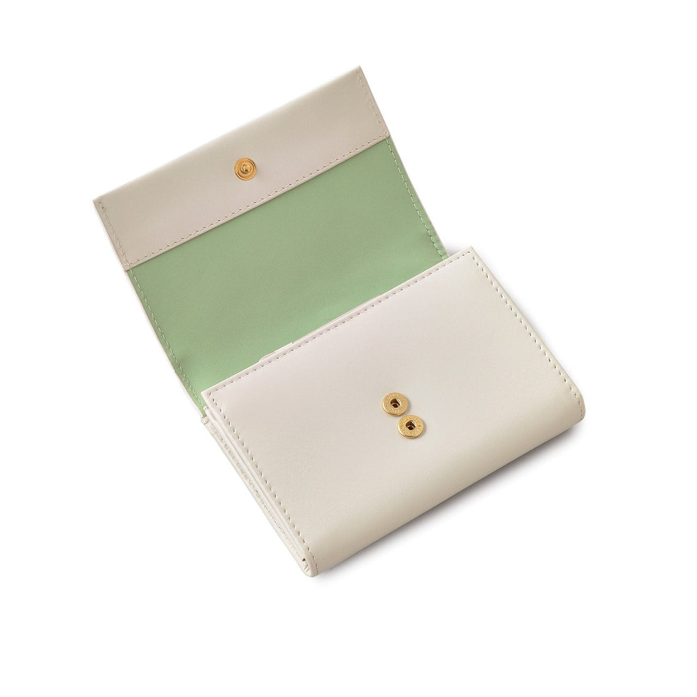 Kite Flying Leather Medium Flapover Wallet in Chalk - 111861