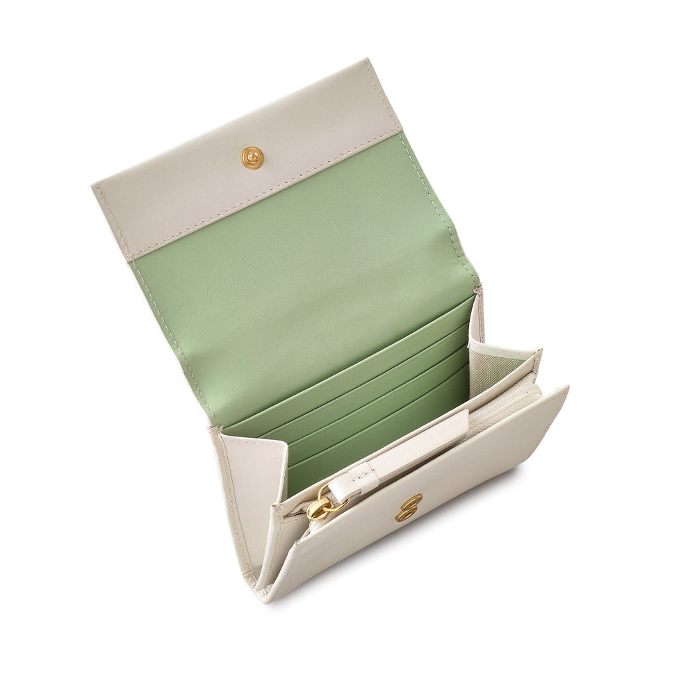 Kite Flying Leather Medium Flapover Wallet in Chalk - 111861