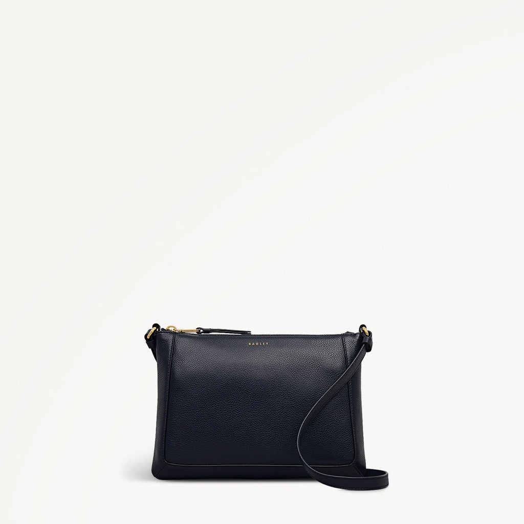 Kew Way Leather Small Ziptop Cross Body Bag in Ink - 111882