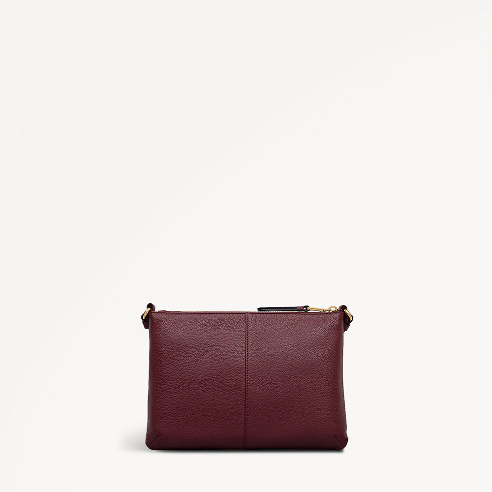 Kew Way Leather Small Ziptop Cross Body Bag in Merlot - 111883