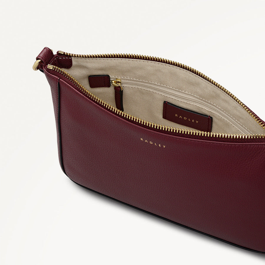 Kew Way Leather Small Ziptop Cross Body Bag in Merlot - 111883