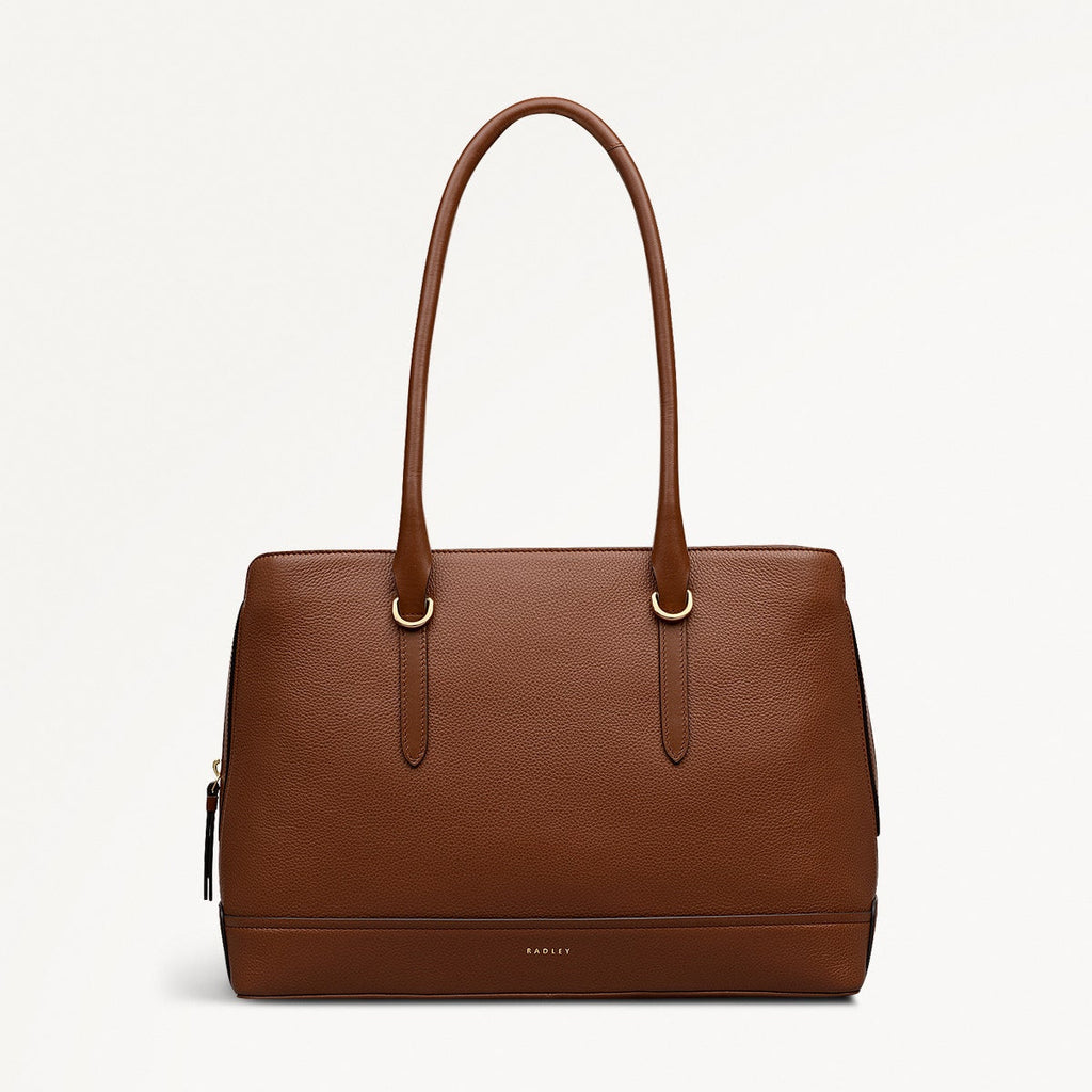 Paddington Place Leather Medium Ziptop Shoulder Bag in Indus Tan - 111886