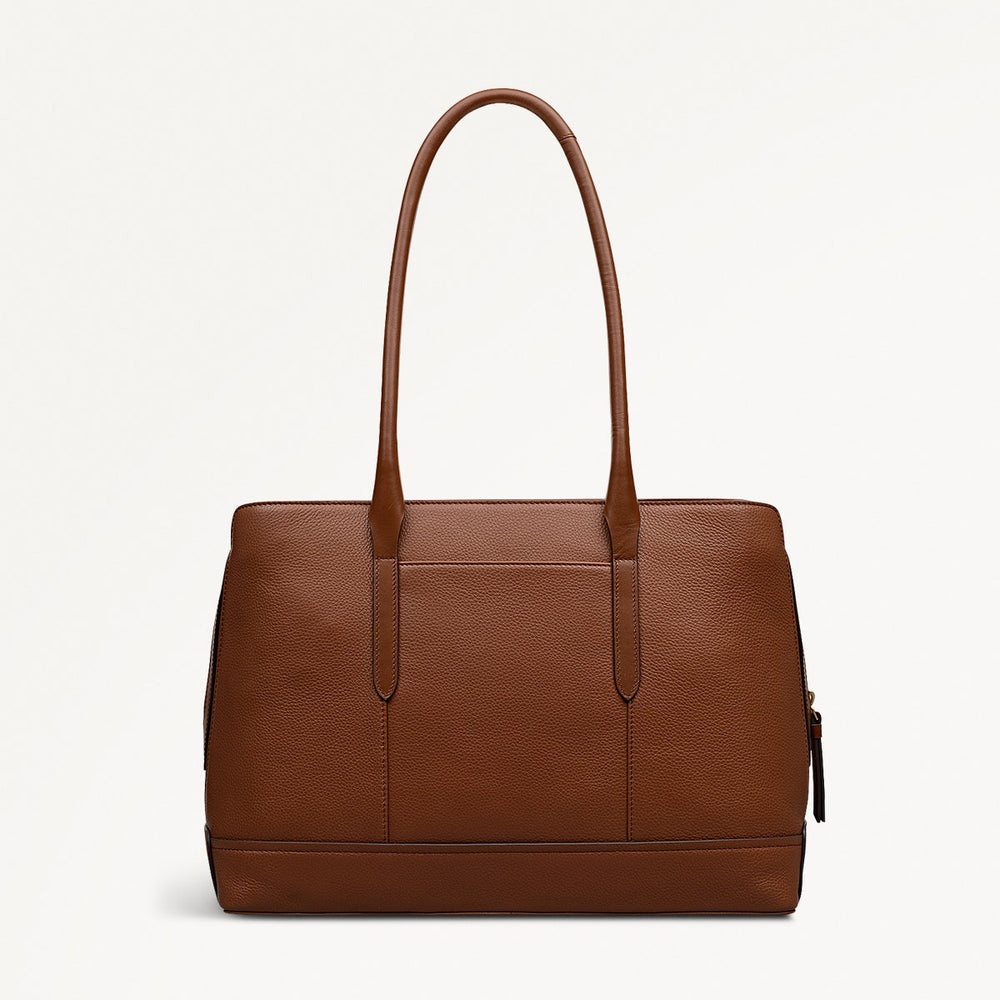 Paddington Place Leather Medium Ziptop Shoulder Bag in Indus Tan - 111886