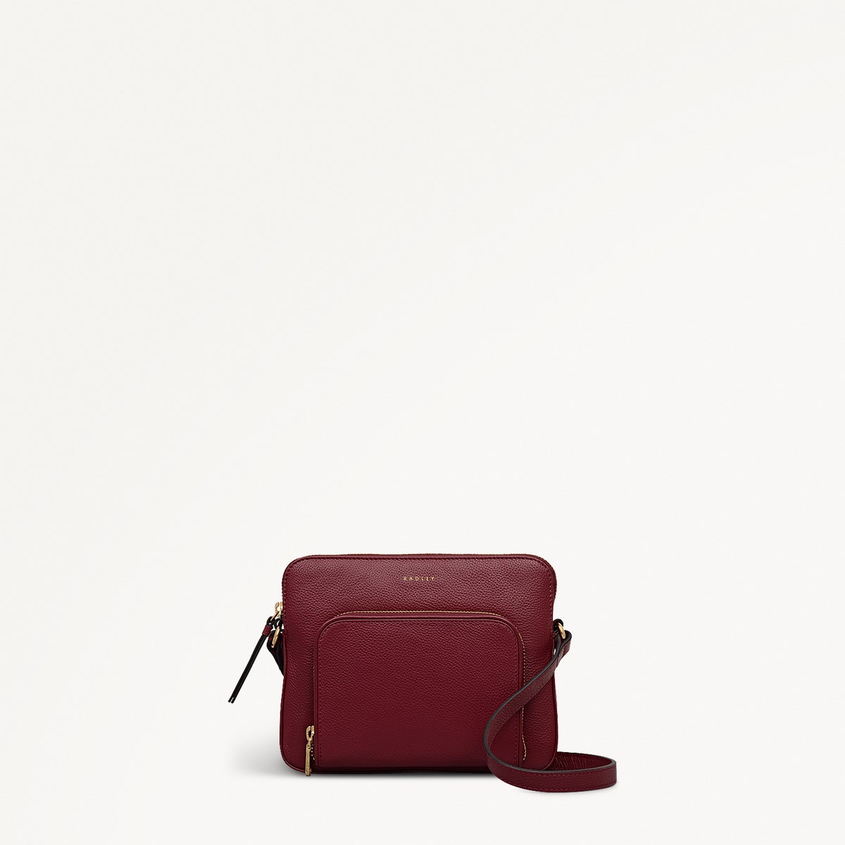 Redford Close Leather Small Ziptop Cross Body Bag in Merlot - 111899