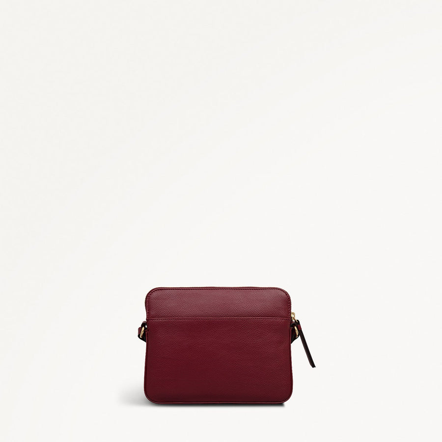 Redford Close Leather Small Ziptop Cross Body Bag in Merlot - 111899