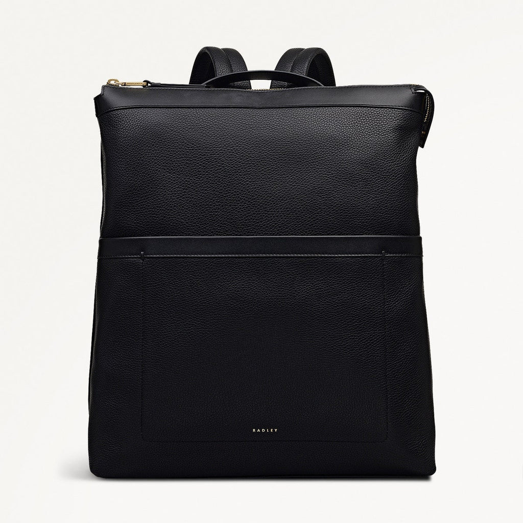 Alba Place Leather Large Ziptop Backpack in Black - 111902