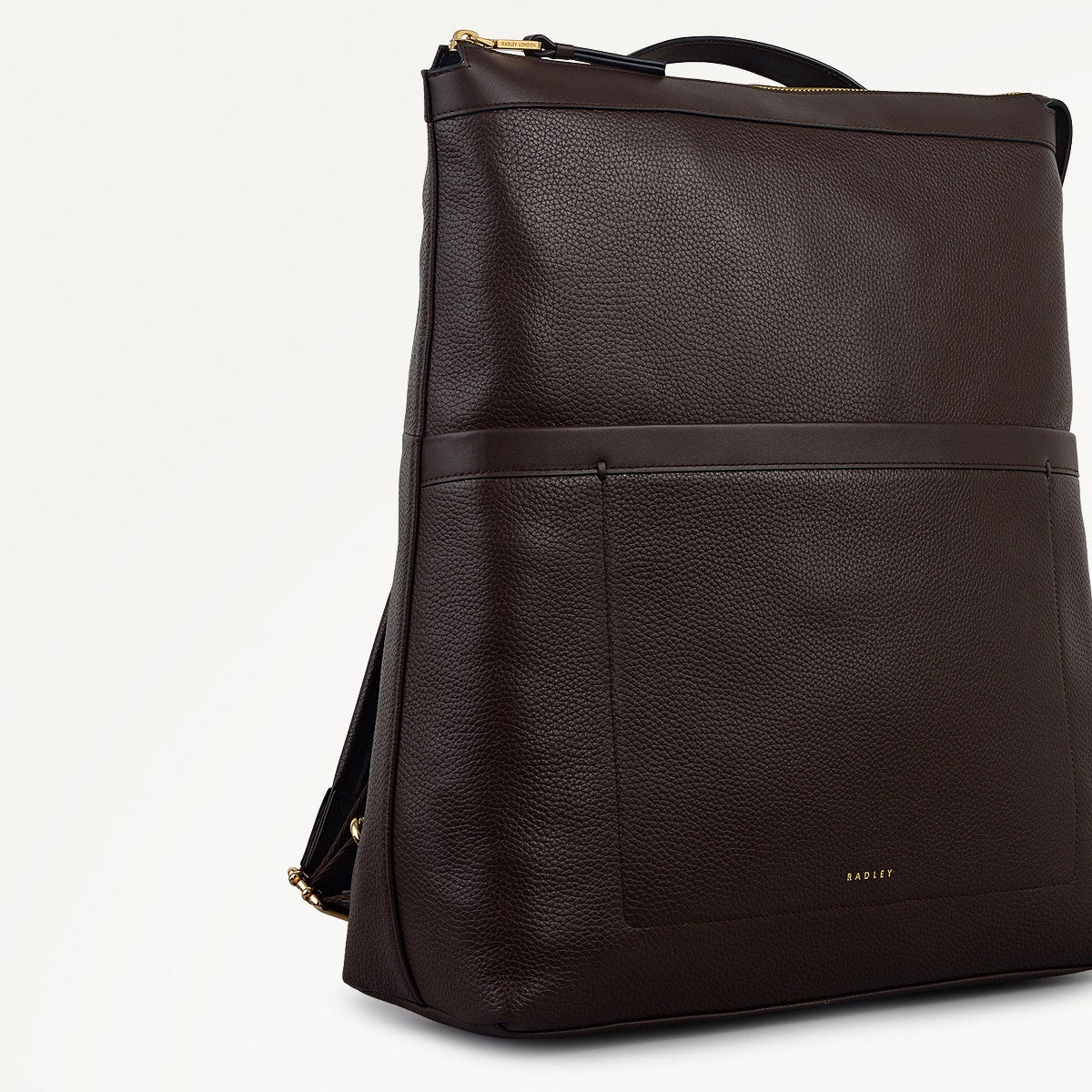Alba Place Leather Large Ziptop Backpack in Dark Oak - 111903