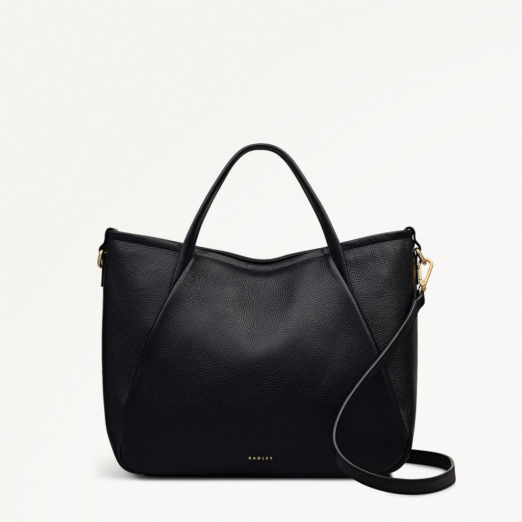 Eastney Street Leather Medium Ziptop Grab Bag in Black - 111910