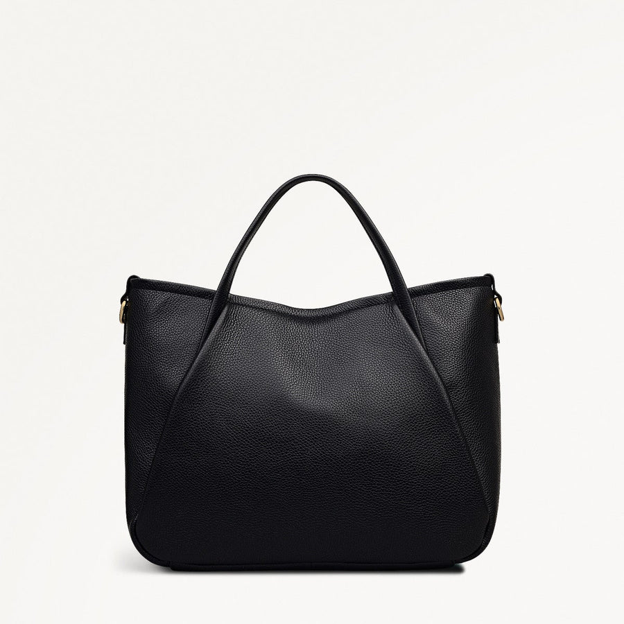 Eastney Street Leather Medium Ziptop Grab Bag in Black - 111910