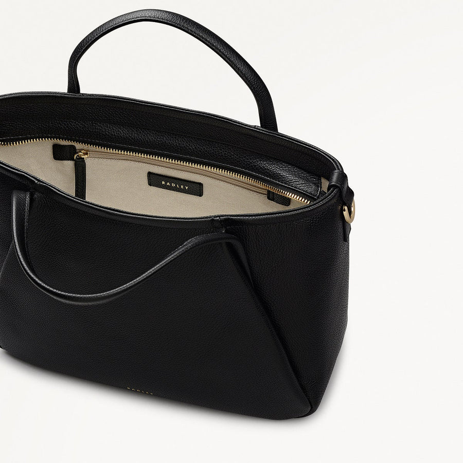 Eastney Street Leather Medium Ziptop Grab Bag in Black - 111910