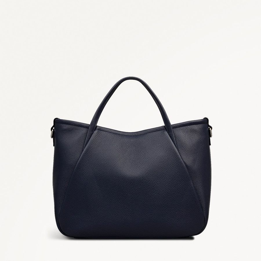 Eastney Street Leather Medium Ziptop Grab Bag in Ink - 111911