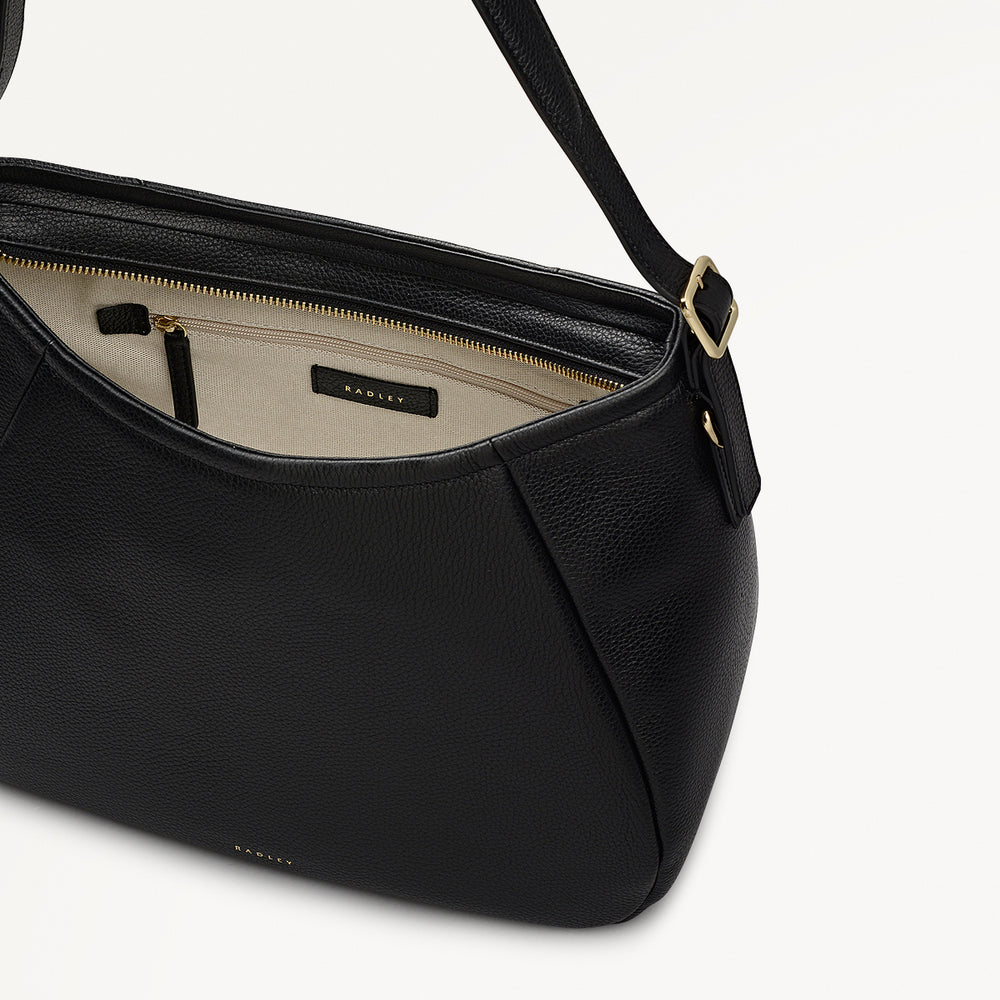 Eastney Street Leather Medium Ziptop Shoulder Bag in Black - 111922
