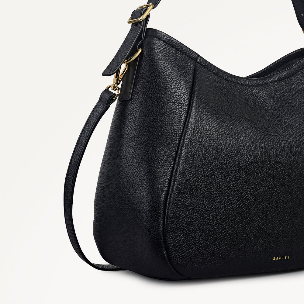 Eastney Street Leather Medium Ziptop Shoulder Bag in Black - 111922