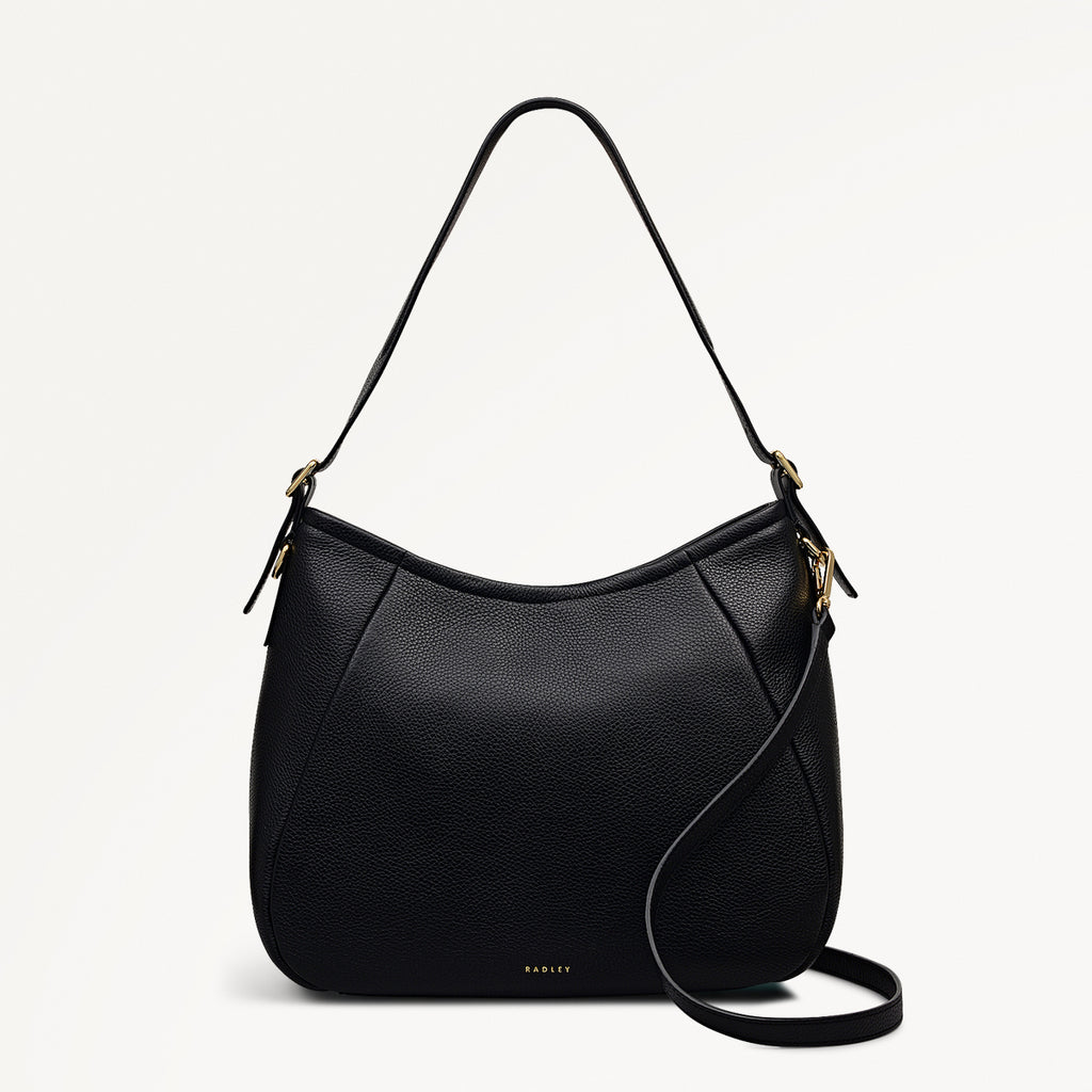 Eastney Street Leather Medium Ziptop Shoulder Bag in Black - 111922
